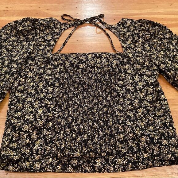 Levi’s Finn Blouse black/yellow floral long sleeve top - Picture 4 of 7